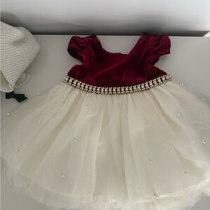 Red and ivory Baby  Christmas Dress
